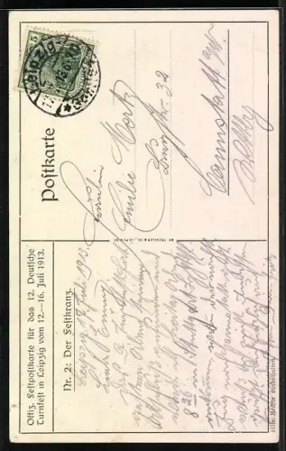 AK Leipzig, XII. Deutsches Turnfest 1913, Turner mit einem Siegerkranz