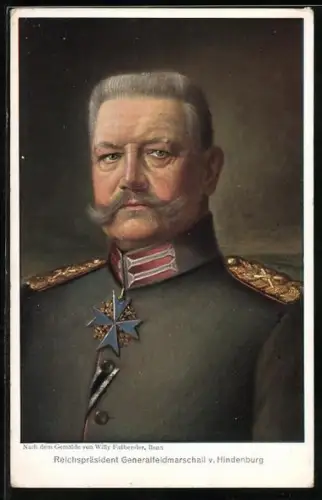 AK Reichspräsident Generalfeldmarschall von Hindenburg, Gemälde von Fassbender