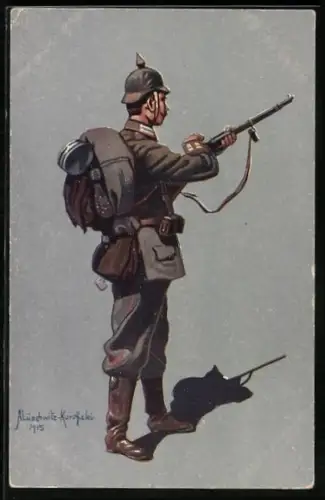 Künstler-AK Lüschwitz-Koreffski: Infanterist des 4. Garde-Reg. zu Fuss in Felduniform