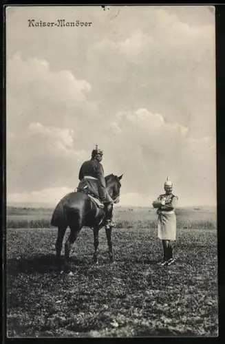 AK Kaiser-Manöver, Wilhelm II. und Artillerie-General
