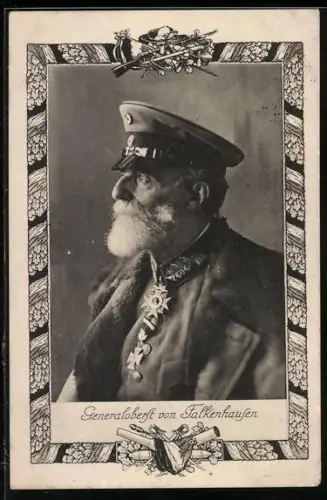 AK Heerführer Generaloberst von Falkenhausen in Uniform mit Schirmmütze
