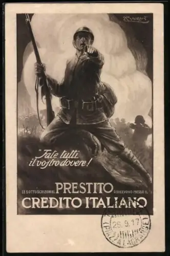 Künstler-AK Mauzan: Italienischer Aufruf zum Zeichnen von Kriegsanleihen