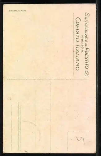 Künstler-AK Mauzan: Italienischer Aufruf zum Zeichnen von Kriegsanleihen