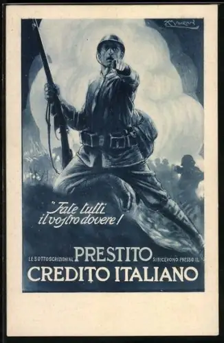 Künstler-AK Mauzan: Italienischer Aufruf zum Zeichnen von Kriegsanleihen