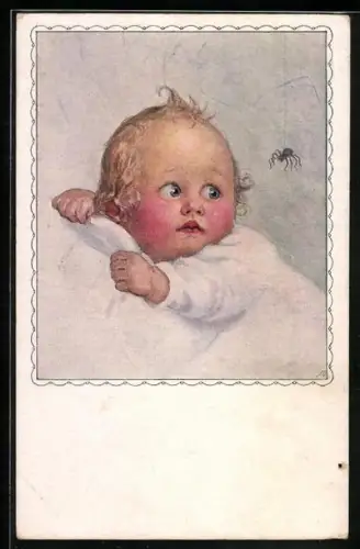 AK Kleinkind erschreckt sich vor einer Spinne