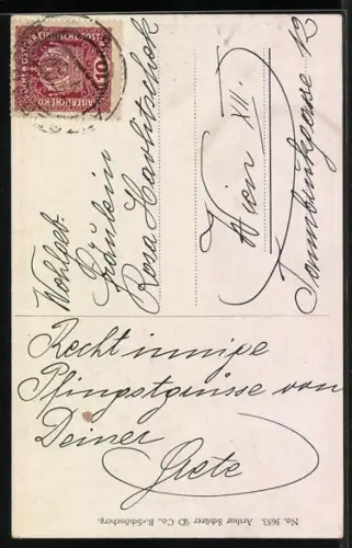 Künstler-AK Ruab Gnischaf: Mann küsst eine Frau