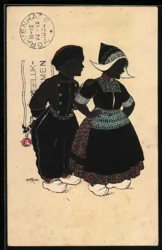 Künstler-AK Alwin Freund: Schüchterne Dame vor ihrem Liebsten