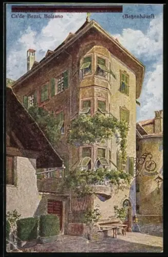 Künstler-AK Bozen, am Batzenhäusl