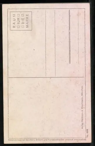 Künstler-AK Matthäus Schiestl: Christi Geburt, Engel musizieren beim Stall mit der Krippe