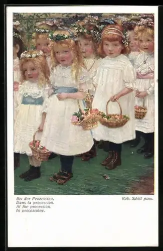 Künstler-AK Robert Schiff: Kinder mit Blumenkörben bei der Prozession