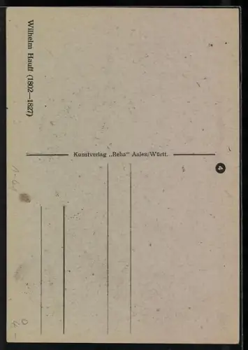 AK Wilhelm Hauff mit Scheitelfrisur im Anzug