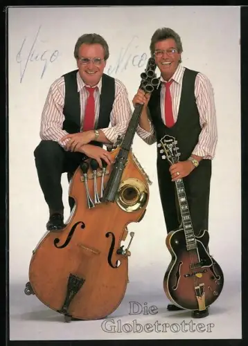 AK Musikergruppe Die Globetrotter mit ihren Instrumenten