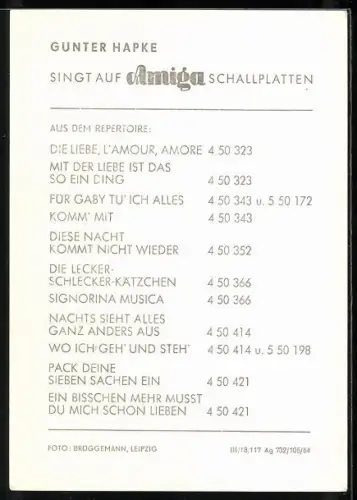 AK Musiker Günter Hapke im Anzug, Autograph