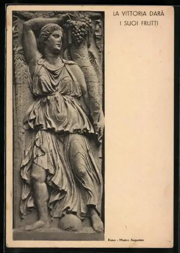 AK La Vittoria Dara i suoi frutti, Steinrelief einer Dame mit Weintrauben