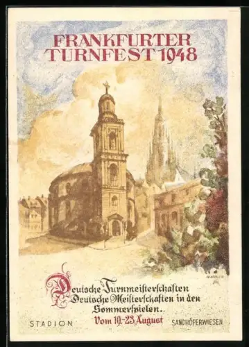 AK Frankfurt a. M., Turnfest 1948, Stadion Sandhöferwiesen
