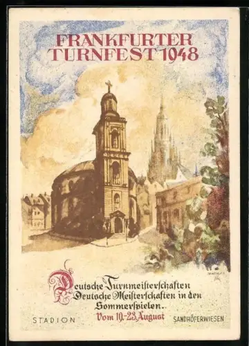 AK Frankfurt a. M., Turnfest 1948, Stadion Sandhöferwiesen