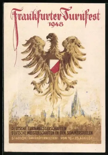 Künstler-AK Frankfurt am Main, Deutsche Turnmeisterschaften in den Sommerspielen 1948