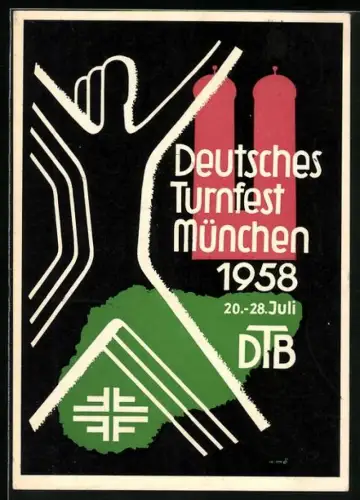 AK München, deutsches Turnfest 1958, Frauenkirche
