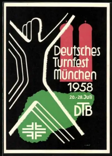AK München, deutsches Turnfest 1958, Frauenkirche