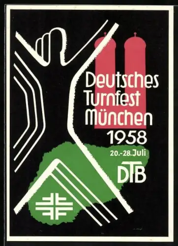 AK München, deutsches Turnfest 1958, Frauenkirche