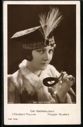 AK Filmszene aus Der Bettelstudent mit Gräfin Agnes Esterhazy