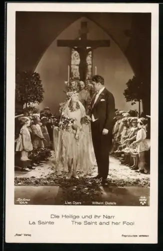 AK Filmszene aus Die Heilige und ihr Narr, Schauspielerin Lien Dyers und Schauspieler Wilhelm Dieterle