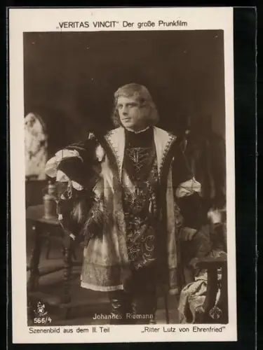 AK Filmszene mit Johannes Riemann als Ritter Lutz von Ehrenfried in Veritas Vincit