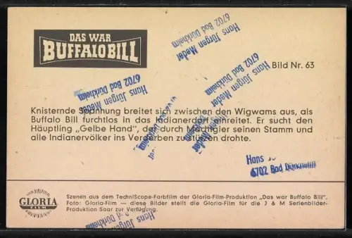 AK Filmszene aus Das war Buffalo Bill - Indianer mit Kriegsbemalung