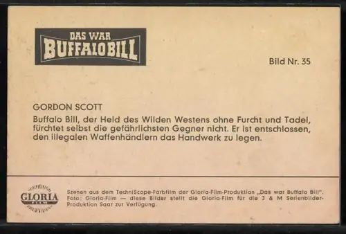 AK Filmszene aus Das war Buffalo Bill, Schauspieler Gordon Scott im Kostüm als Buffalo Bill