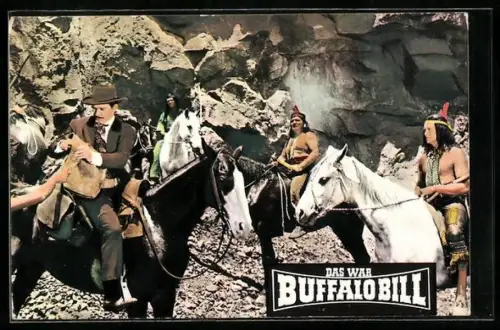 AK Filmszene aus Buffalo Bill, Barmann Monroe versorgt die die Rothäute mit Feuerwaffen und Feuerwasser
