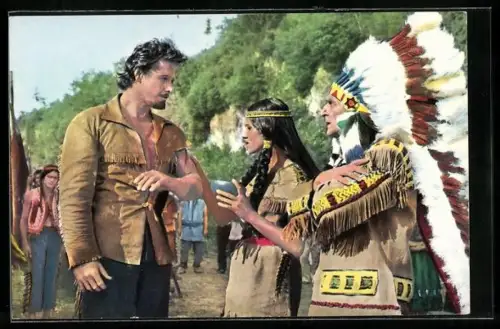 AK Szene aus dem Film Das war Buffalo Bill mit Gordon Scott