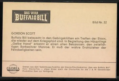 AK Filmszene aus Das war Buffalo Bill, Schauspieler Gordon Scott als Buffalo Bill mit Gewehr