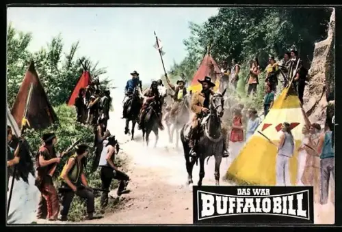 AK Filmszene aus Das war Buffalo Bill, Buffalo Bill reitet in das Lager der Indianer