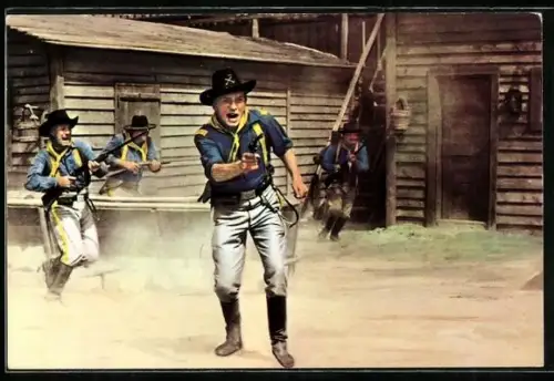 AK Captain Hunter versucht einen Angriff der Indianer abzuwehren, Buffalo Bill