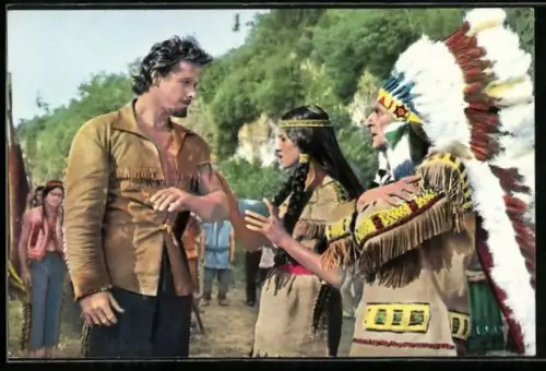 AK Szene aus dem Film Das war Buffalo Bill mit Gordon Scott
