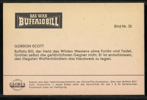 AK Filmszene aus Das war Buffalo Bill, Schauspieler Gordon Scott im Kostüm als Buffalo Bill
