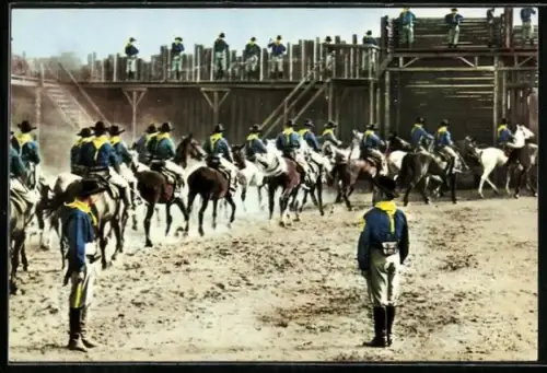 AK Filmszene aus Buffalo Bill, Im Fort herrscht Alarmzustand nach vermehrten Angriffen der Rothäute