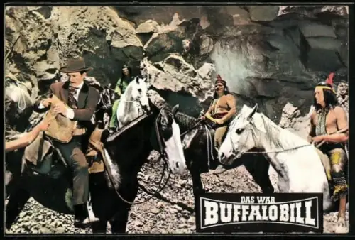 AK Filmszene aus Buffalo Bill, Barmann Monroe versorgt die die Rothäute mit Feuerwaffen und Feuerwasser