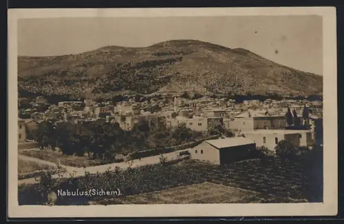 AK Nabulus /Sichem, Panorama mit Strassenpartie