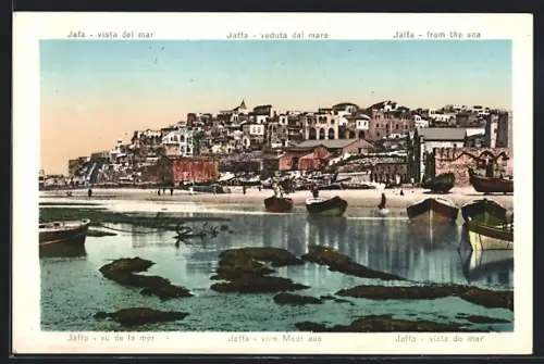 AK Jaffa, vom Meer aus, mit Booten