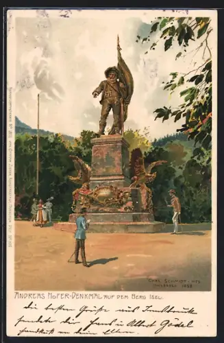 Künstler-AK Innsbruck, Andreas Hofer-Denkmal auf dem Berg Isel