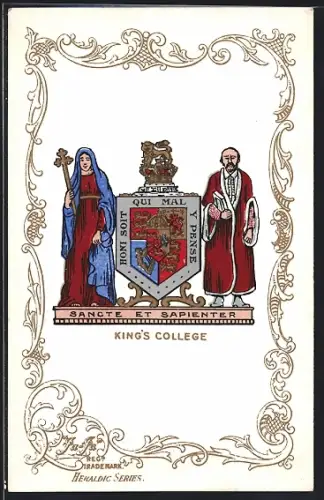Künstler-AK London, King`s College, Studentenwappen