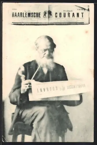 AK Haarlem, Älterer Herr liest Zeitung Haarlemsche Courant