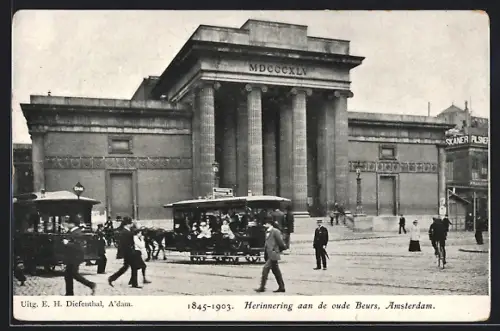 AK Amsterdam, Herinnering aan de oude Beurs, Pferdebahn