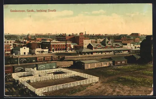 AK Saskatoon /Sask., Bahnhof aus der Vogelschau