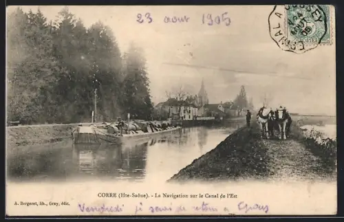 AK Corre, La Navigation sur le Canal de l`Est, Dampfer