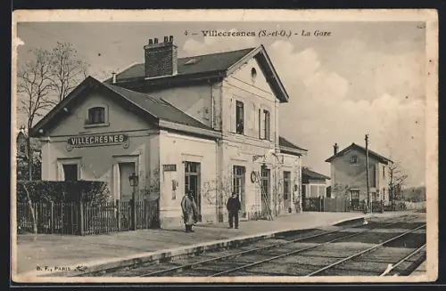 AK Villecresnes, La Gare, Bahnhof