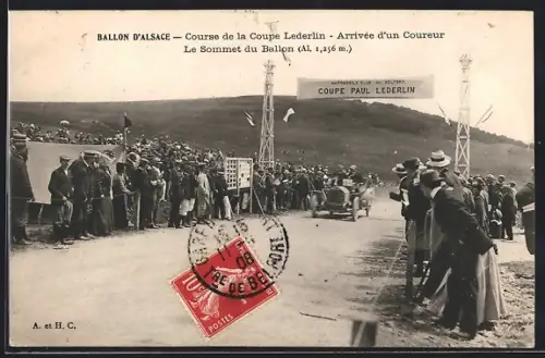 AK Ballon d`Alsace, Course de la Coupe Paul Lederlin, Arrivée d`un Coureur, Le Sommet du Ballon, Autorennen