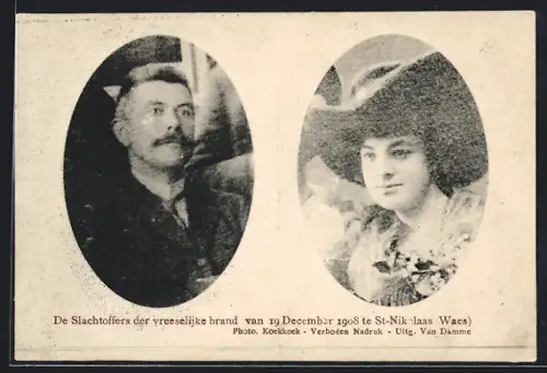 AK St. Nikolaas, De Slachtoffers der vreeselijke brand van 19 December 1908, Brand
