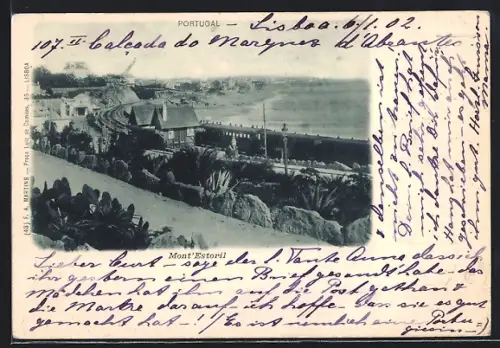 AK Monte Estoril, Eisenbahn fährt zum Ort